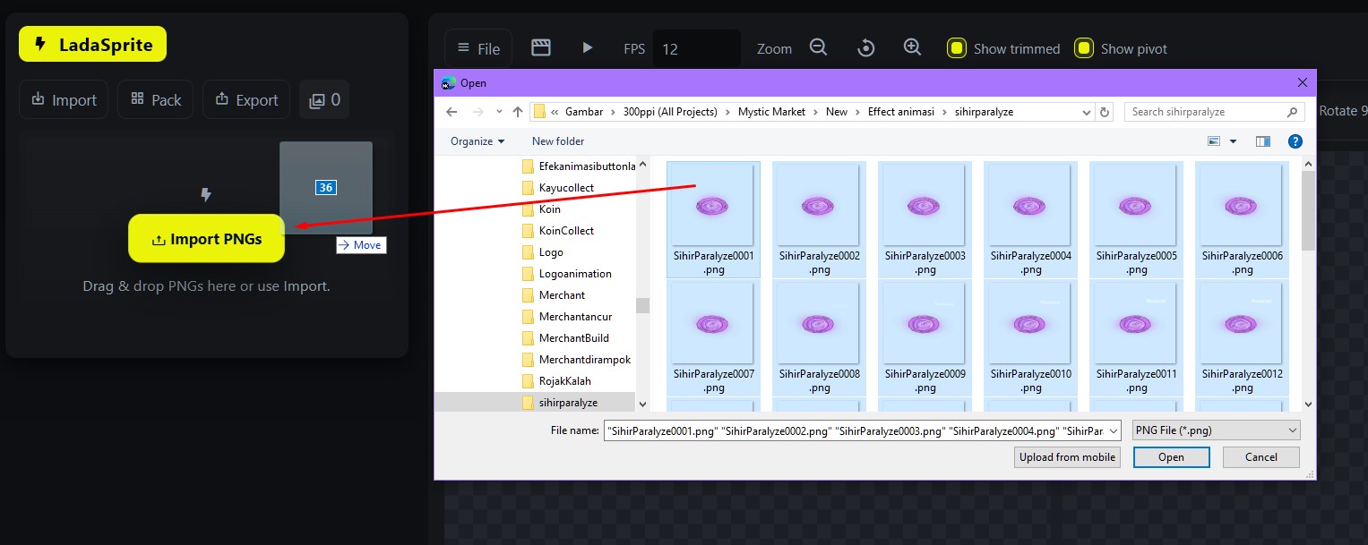 Drag and drop PNG sequences placeholder