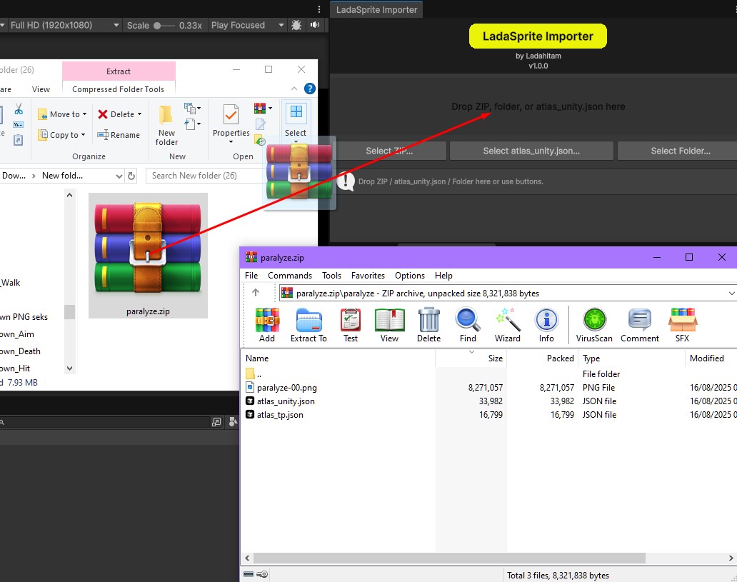 Drag zip to importer placeholder
